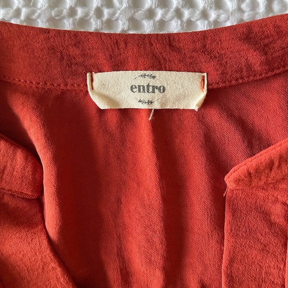 Entro Women's Split Neck Top 3/4 Sleeves Rust Size Large - Picture 9 of 10
